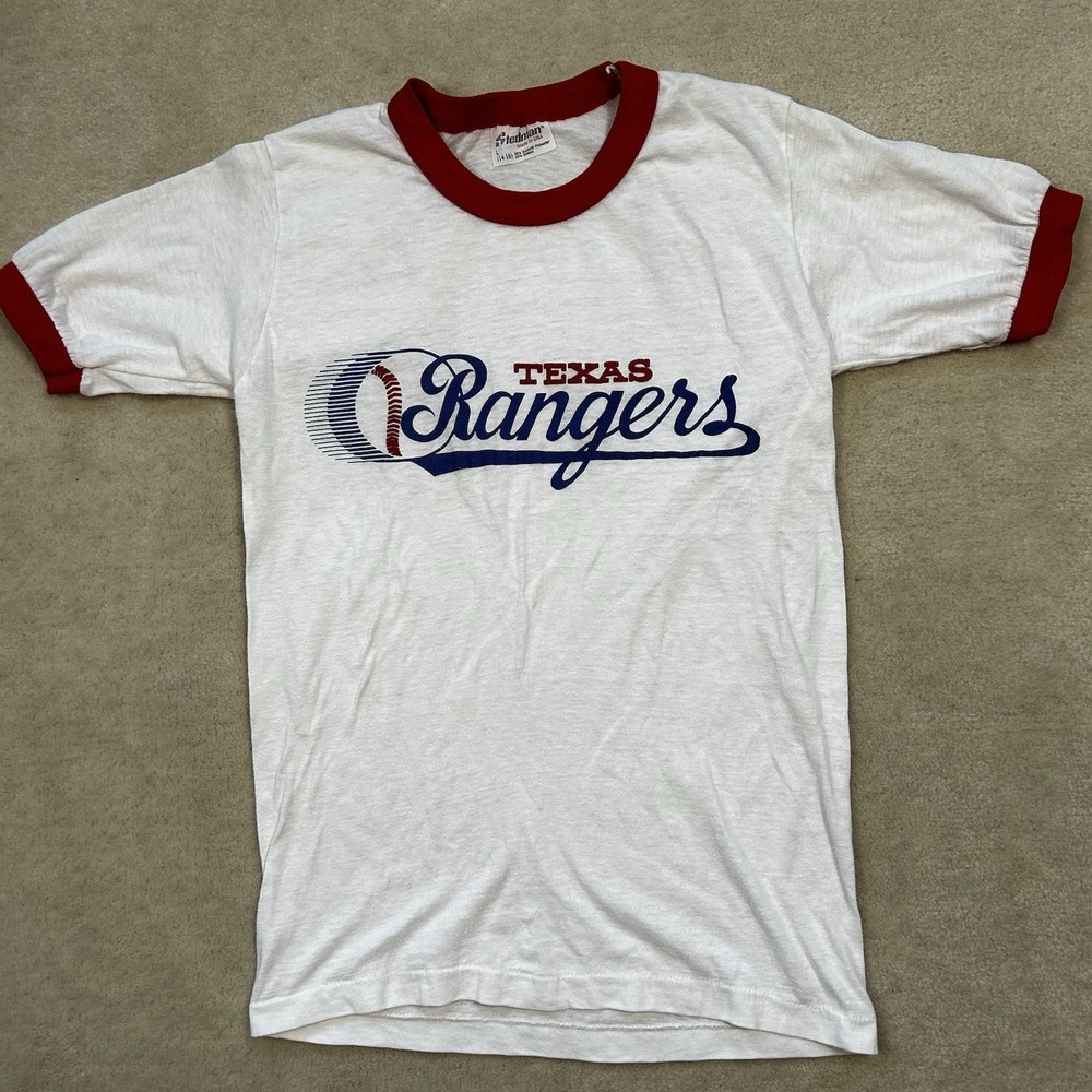 Vintage 80s Texas Rangers Texas Baseball Ringer Tee Womens Small Youth Large